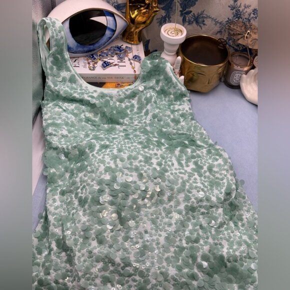 🆕 SIMKHAI 🧿 NWOT Bex Sequined Embellished Maxi Dress, Seafoam Green - Sz US 4 - Picture 14 of 15